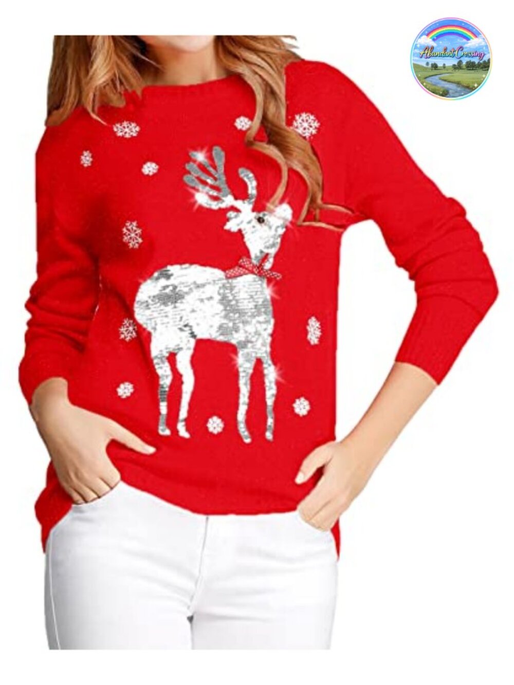 Ugly Christmas Sweater Women Pullover Reindeer Snowman Knit